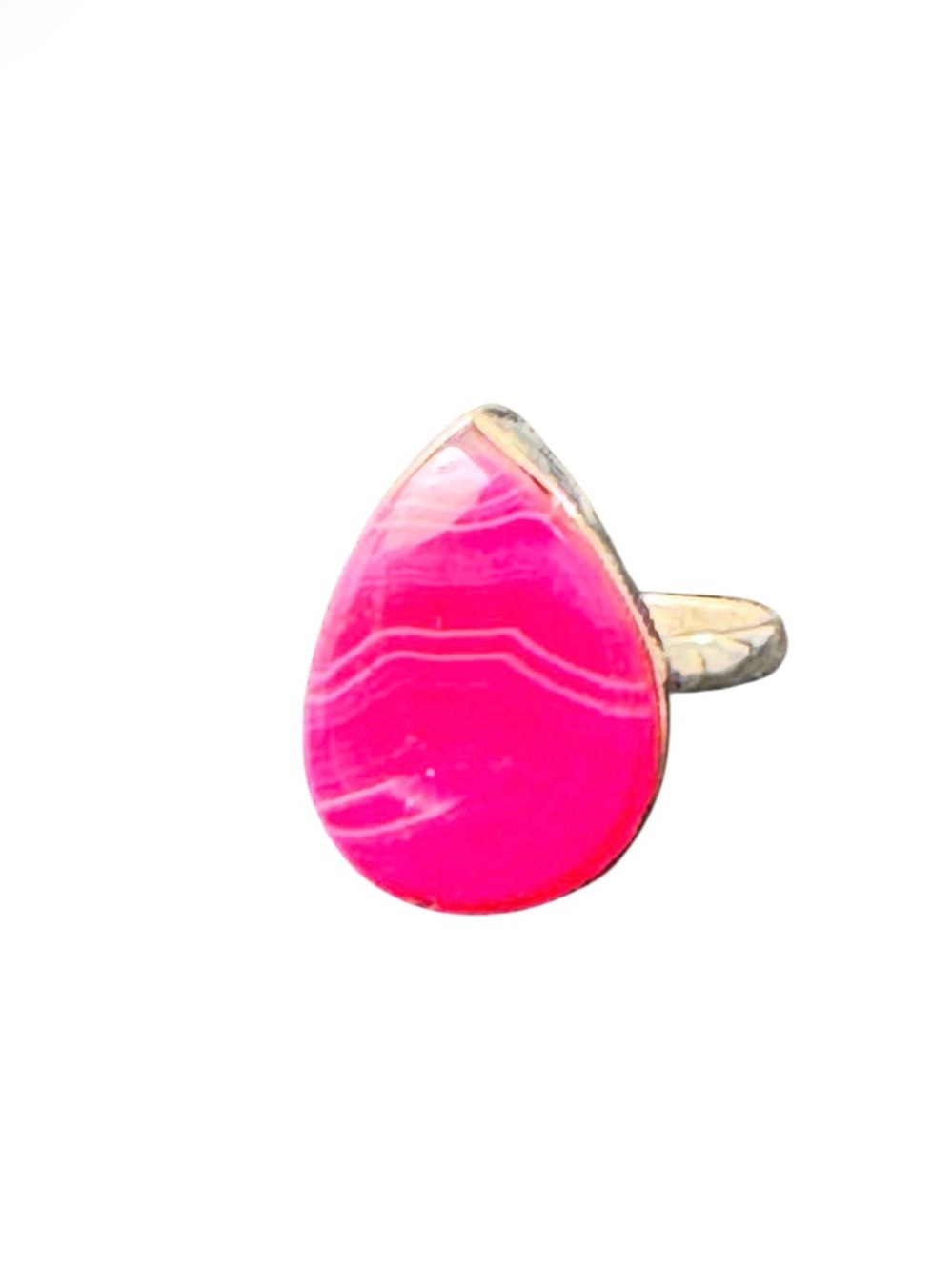 Stunning Pink Agate Teardrop Ring – Solid Sterling Silver - Picture 4 of 9